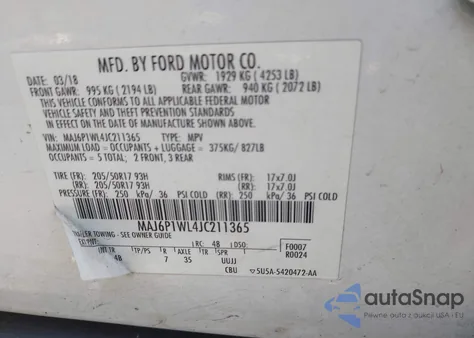 2018 Ford Ecosport Titanium from USA, damaged, VIN MAJ6P1WL4JC211365